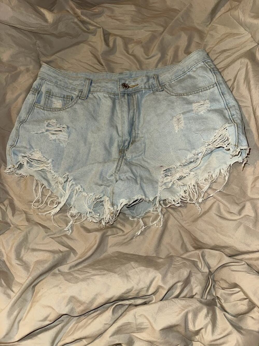 Light Wash Distressed Denim Shorts